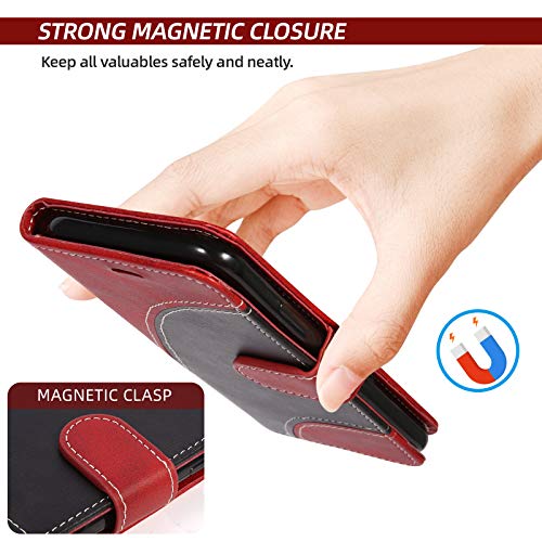 Coque pour Samsung Galaxy S24, Housse en Cuir PU Pochette de Portefeuille, Magnétique Étui de Protection Housse Coque pour Galaxy S24, Rouge – Image 5