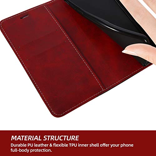 Coque pour Samsung Galaxy S24, Housse en Cuir PU Pochette de Portefeuille, Magnétique Étui de Protection Housse Coque pour Galaxy S24, Rouge – Image 6