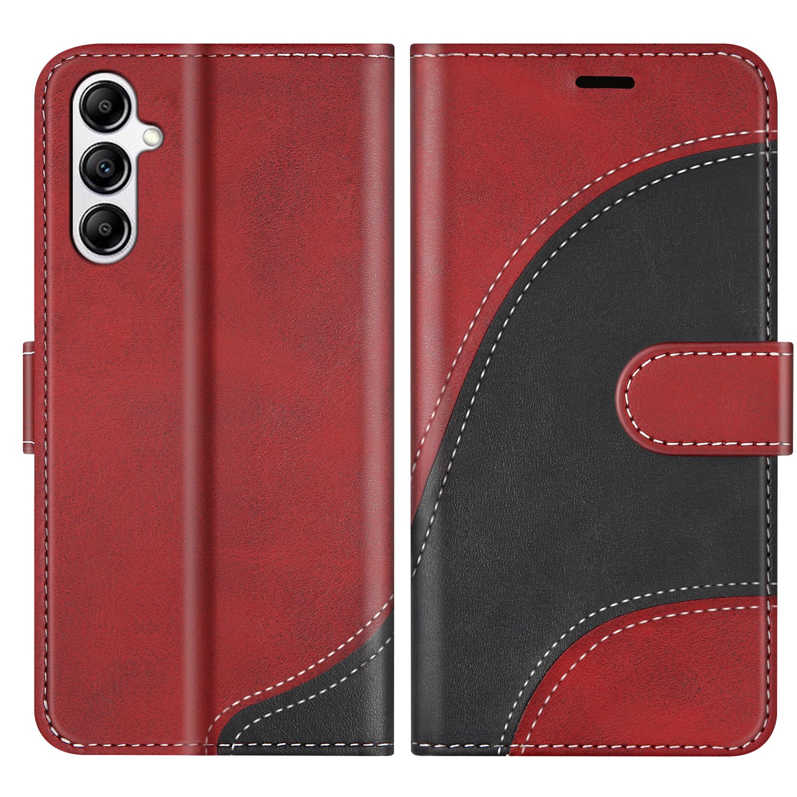 Coque pour Samsung Galaxy S24, Housse en Cuir PU Pochette de Portefeuille, Magnétique Étui de Protection Housse Coque pour Galaxy S24, Rouge