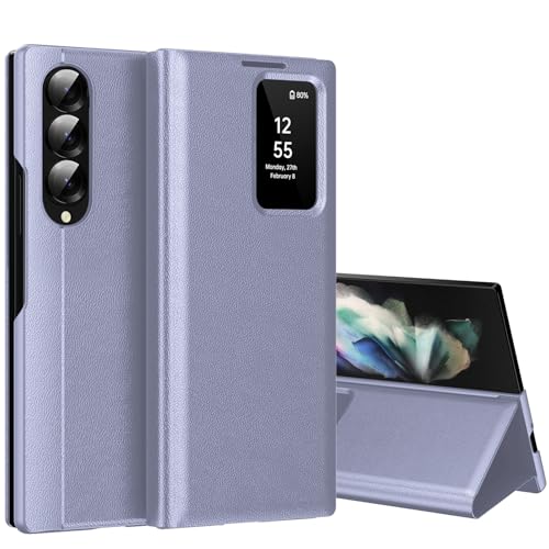 Coque pour Samsung Galaxy Z Fold 3 Clear View, Etui Smart View, Flip Folio Cover à Rabat, Étui Portefeuille Galaxy Fold 3 Clear View, 360 Full Clapet Protection Case Z Fold 3 5G – Image 2