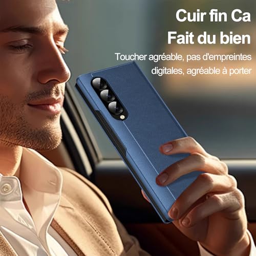 Coque pour Samsung Galaxy Z Fold 3 Clear View, Etui Smart View, Flip Folio Cover à Rabat, Étui Portefeuille Galaxy Fold 3 Clear View, 360 Full Clapet Protection Case Z Fold 3 5G – Image 3
