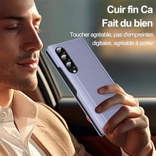 Coque pour Samsung Galaxy Z Fold 3 Clear View, Etui Smart View, Flip Folio Cover à Rabat, Étui Portefeuille Galaxy Fold 3 Clear View, 360 Full Clapet Protection Case Z Fold 3 5G – Image 3