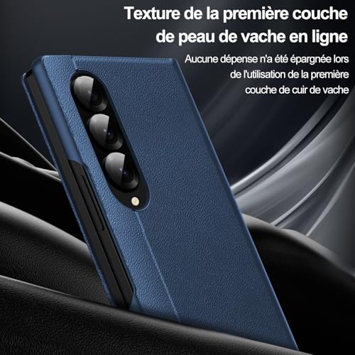 Coque pour Samsung Galaxy Z Fold 3 Clear View, Etui Smart View, Flip Folio Cover à Rabat, Étui Portefeuille Galaxy Fold 3 Clear View, 360 Full Clapet Protection Case Z Fold 3 5G – Image 4