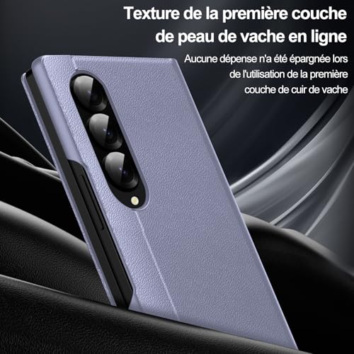 Coque pour Samsung Galaxy Z Fold 3 Clear View, Etui Smart View, Flip Folio Cover à Rabat, Étui Portefeuille Galaxy Fold 3 Clear View, 360 Full Clapet Protection Case Z Fold 3 5G – Image 4