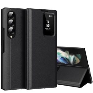 Coque pour Samsung Galaxy Z Fold 3 Clear View, Etui Smart View, Flip Folio Cover à Rabat, Étui Portefeuille Galaxy Fold 3 Clear View, 360 Full Clapet Protection Case Z Fold 3 5G