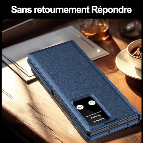 Coque pour Samsung Galaxy Z Fold 3 Clear View, Etui Smart View, Flip Folio Cover à Rabat, Étui Portefeuille Galaxy Fold 3 Clear View, 360 Full Clapet Protection Case Z Fold 3 5G – Image 5