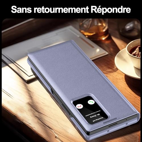 Coque pour Samsung Galaxy Z Fold 3 Clear View, Etui Smart View, Flip Folio Cover à Rabat, Étui Portefeuille Galaxy Fold 3 Clear View, 360 Full Clapet Protection Case Z Fold 3 5G – Image 5