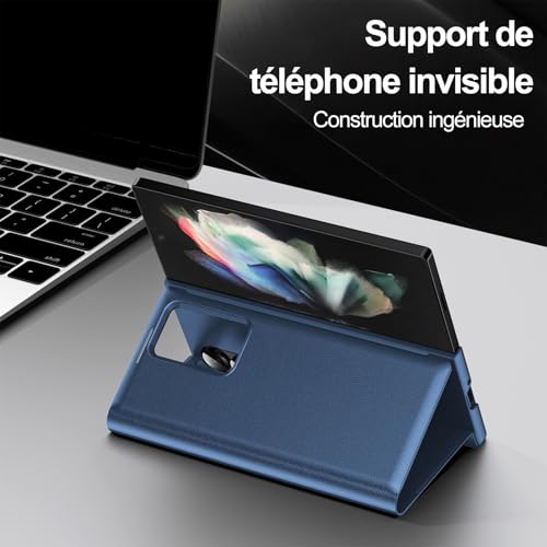 Coque pour Samsung Galaxy Z Fold 3 Clear View, Etui Smart View, Flip Folio Cover à Rabat, Étui Portefeuille Galaxy Fold 3 Clear View, 360 Full Clapet Protection Case Z Fold 3 5G – Image 6