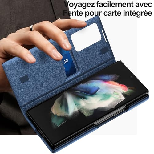 Coque pour Samsung Galaxy Z Fold 3 Clear View, Etui Smart View, Flip Folio Cover à Rabat, Étui Portefeuille Galaxy Fold 3 Clear View, 360 Full Clapet Protection Case Z Fold 3 5G – Image 8