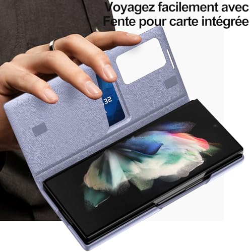 Coque pour Samsung Galaxy Z Fold 3 Clear View, Etui Smart View, Flip Folio Cover à Rabat, Étui Portefeuille Galaxy Fold 3 Clear View, 360 Full Clapet Protection Case Z Fold 3 5G – Image 8