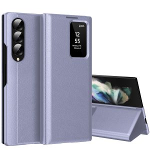 Coque pour Samsung Galaxy Z Fold 3 Clear View, Etui Smart View, Flip Folio Cover à Rabat, Étui Portefeuille Galaxy Fold 3 Clear View, 360 Full Clapet Protection Case Z Fold 3 5G