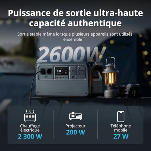 DJI Power 1000 V2, station électrique portable 1 024 Wh (Batterie LFP), sortie stable de 2 600 W, recharge de 0–80% en 37 Min, générateur électrique portable pour maisons, systèmes hors réseau – Image 3