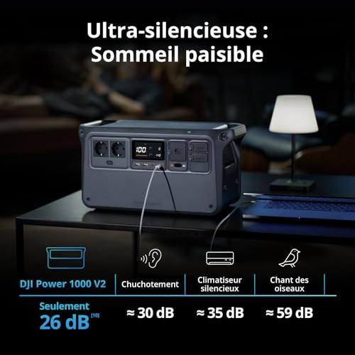 DJI Power 1000 V2, station électrique portable 1 024 Wh (Batterie LFP), sortie stable de 2 600 W, recharge de 0–80% en 37 Min, générateur électrique portable pour maisons, systèmes hors réseau – Image 6