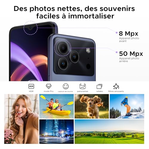 DOOGEE NOTE56 Plus Android 16 Telephone Portable, 48Go+256Go/2TB, Smartphone Pas Cher, 50MP+8MP,Smartphone Octa Core 6.56" HD+ 90Hz, 6150mAh, Débloqué 4G Dual SIM, Fingerprint/Face ID/NFC/OTG, Violet – Image 5