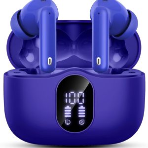 Écouteurs Bluetooth 5.3, Écouteur sans Fil avec 4 ENC Réduction Antibruit Mic Casque Bluetooth Hi-FI Son Stéréo, 36 Heures Durée de Lecture, IP7 Etanche, Écran LED, Contrôle Tactile