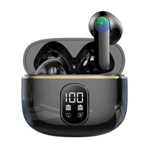 Ecouteurs Bluetooth sans Fil, Casque Bluetooth 5.3 avec 4 ENC Réduction Bruit Mic Écran LED HiFI Son Stéréo 42H Durée Lecture IP6 Étanche Sport Oreillette Contrôle Tactile pour iOS Android
