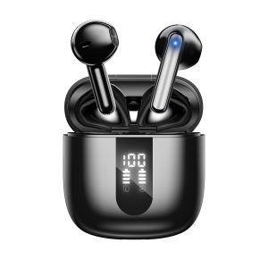 Ecouteurs Bluetooth sans Fil, Écouteurs sans Fil Bluetooth 5.4, 6 Micro ENC Anti Bruit, Basses Puissantes, 60H de Lecture, étanchéité IP5, Oreillette pour iphone Android (Obsidienne)