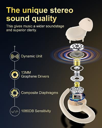 Ecouteurs Bluetooth sans Fil Sport, 2025 Headphones 5.4 HiFi Stéréo, Ecouteurs sans Fil avec ENC Mic, Ecouteur Pour Courir, IP7 Étanche Écouteur, 40H, Oreillette Sans Fil, Casque Écran LED, Beige – Image 3