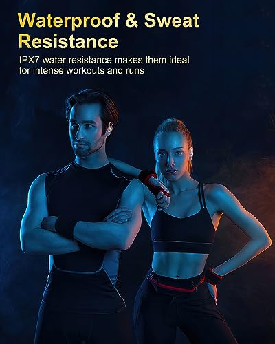 Ecouteurs Bluetooth sans Fil Sport, 2025 Headphones 5.4 HiFi Stéréo, Ecouteurs sans Fil avec ENC Mic, Ecouteur Pour Courir, IP7 Étanche Écouteur, 40H, Oreillette Sans Fil, Casque Écran LED, Beige – Image 7