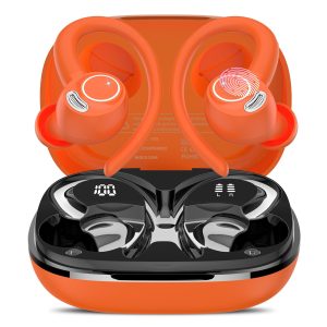 Ecouteurs Bluetooth sans Fil Sport, 2025 Headphones 5.4 HiFi Stéréo, Ecouteurs sans Fil avec ENC Mic, Ecouteur Pour Courir, IP7 Étanche Écouteur, 40H, Oreillette Sans Fil, Casque Écran LED, Orange