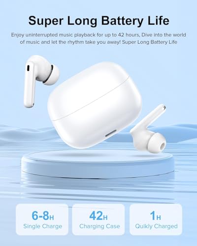 Ecouteurs Bluetooth sans Fil,Bluetooth 5.4 Ecouteurs sans Fil,Ecouteurs Hi-FI Son Stéréo,Écouteurs 50H Durée de Lecture CVC Réduction Casque Wireless for iOS Galaxy Xiaomi Oppo Android – Image 3