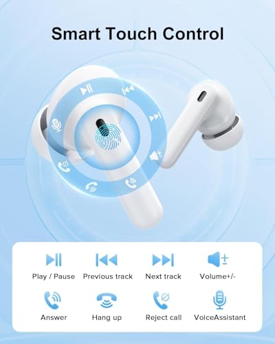 Ecouteurs Bluetooth sans Fil,Bluetooth 5.4 Ecouteurs sans Fil,Ecouteurs Hi-FI Son Stéréo,Écouteurs 50H Durée de Lecture CVC Réduction Casque Wireless for iOS Galaxy Xiaomi Oppo Android – Image 8
