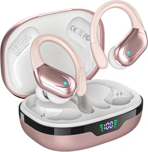 Écouteurs sans Fil Bluetooth 5.3 80 Heures d'écoute étanches IPX7 avec Affichage LED, Suppression du Bruit, Ajustement sûr pour la Course à Pied/Salle de Sport – Image 2