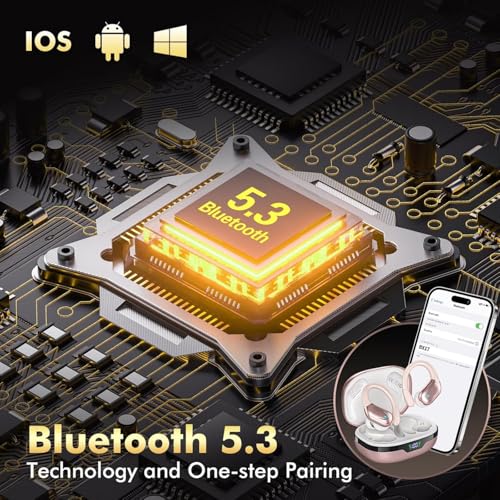 Écouteurs sans Fil Bluetooth 5.3 80 Heures d'écoute étanches IPX7 avec Affichage LED, Suppression du Bruit, Ajustement sûr pour la Course à Pied/Salle de Sport – Image 4