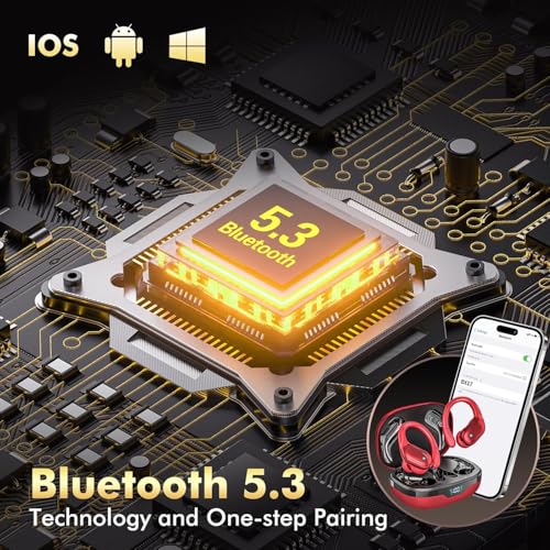 Écouteurs sans Fil Bluetooth 5.3 80 Heures d'écoute étanches IPX7 avec Affichage LED, Suppression du Bruit, Ajustement sûr pour la Course à Pied/Salle de Sport – Image 5