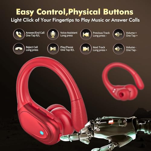 Écouteurs sans Fil Bluetooth 5.3 80 Heures d'écoute étanches IPX7 avec Affichage LED, Suppression du Bruit, Ajustement sûr pour la Course à Pied/Salle de Sport – Image 7
