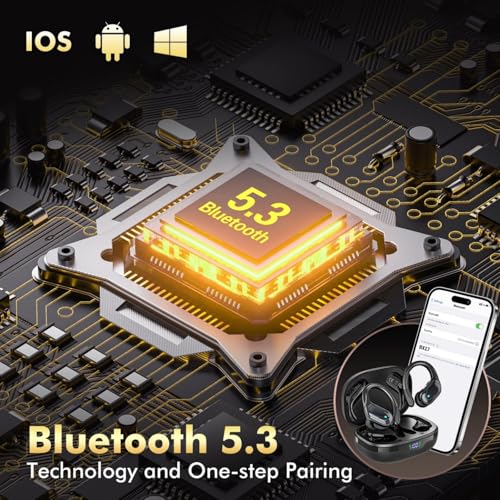 Écouteurs sans Fil, écouteurs Bluetooth de Sport, 80 Heures de Lecture, avec Affichage de l'alimentation LED, Casque antibruit, écouteurs étanches IPX7 pour entraînement/Course à Pied (Noir) – Image 4