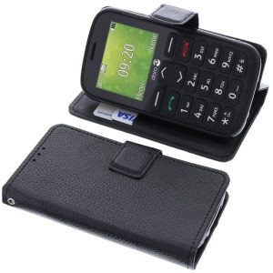 Étui Compatible avec Doro 1380 Protection Book Style Case Housse Portefeuille pour téléphone Smartphone Coque à Rabat Support Pochette Noir