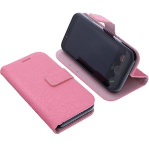 Étui Compatible avec Doro Aurora A10 / A11 Protection Book Style Case Housse Portefeuille pour téléphone Smartphone Coque à Rabat Support Pochette Rose Vif