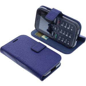 Étui Compatible avec Doro Leva L10 Protection Book Style Case Housse Portefeuille pour téléphone Smartphone Coque à Rabat Support Pochette Bleu