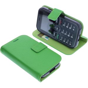 Étui Compatible avec Doro Leva L10 Protection Book Style Case Housse Portefeuille pour téléphone Smartphone Coque à Rabat Support Pochette Vert