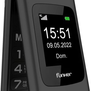 Funker C200 Comfort 4G Téléphone Portable 4G à Rabat Pour Seniors, Gros Boutons Et Touches, Facile à Utiliser, Bouton SOS, USB-C, 3 Mémoires Directes, 2000 Contacts, Batterie 1000 mAh