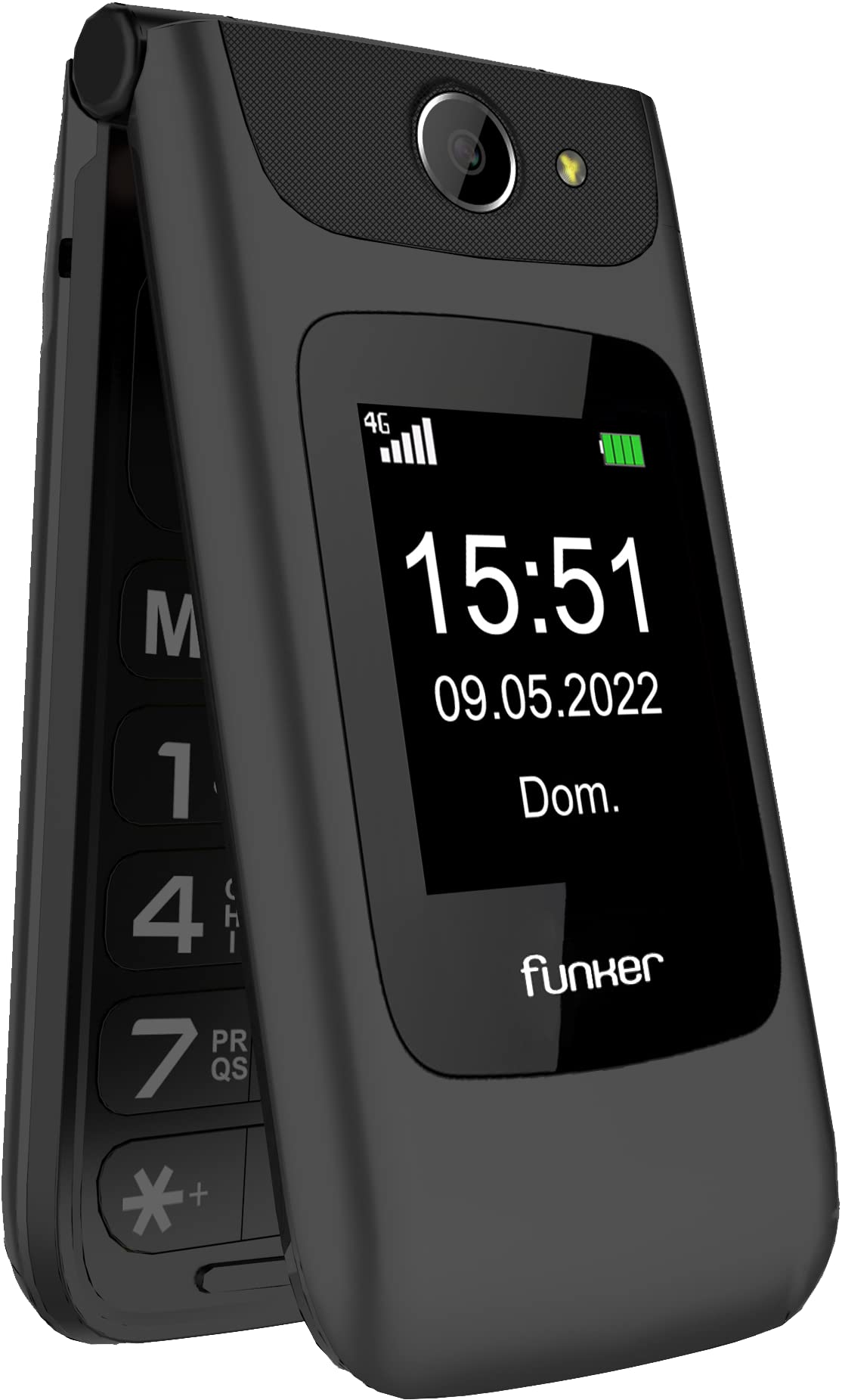 Funker C200 Comfort 4G Téléphone Portable 4G à Rabat Pour Seniors, Gros Boutons Et Touches, Facile à Utiliser, Bouton SOS, USB-C, 3 Mémoires Directes, 2000 Contacts, Batterie 1000 mAh