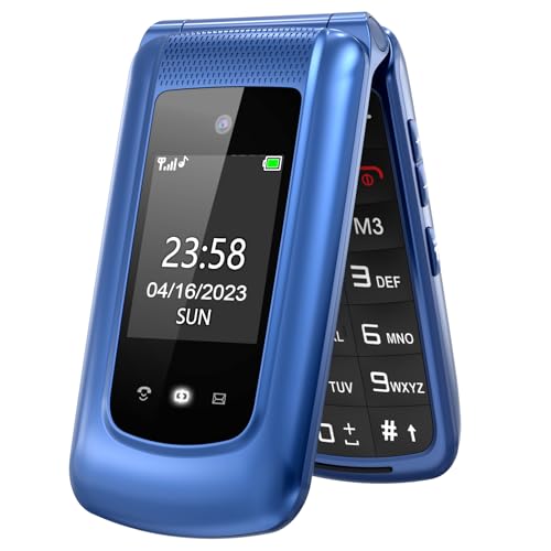 GSM Téléphone Portable Senior Clapet Débloqué avec Grandes Touches,Big Volume Bouton SOS,Basique Telephone Mobile pour Personne Agée (Bleu) – Image 2