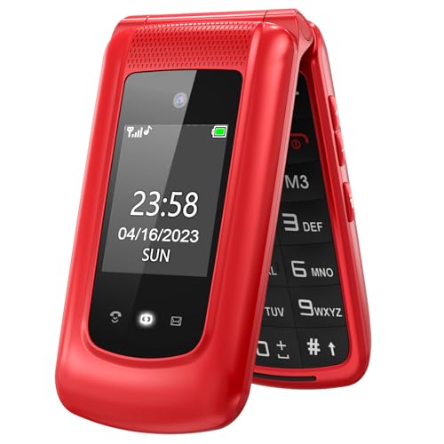 GSM Téléphone Portable pour Personnes âgées, Flip Téléphones cellulaires Grande Touches, Volume élevé, Fonction SOS, 2,4" + 1,77" Double écran, Pantalla 2,4 – Image 2