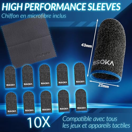 Gaming Finger Sleeve 10 pièces - Compatibles avec Tous Les Jeux Mobiles - Gaming Finger Sleeves - Gant de Doigt Gaming - Protège Doigt - Accessoires Gaming Accessoire Téléphone Gamer – Image 3