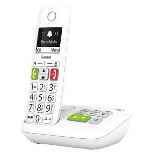 Gigaset E290A - Téléphone fixe sans fil blanc avec répondeur intégré - grand écran rétroéclairé - larges touches - fonction blocage d'appels - Blanc [Version Française]