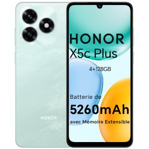 HONOR X5c Plus Smartphone Dual SIM NFC, 5260mAh Batterie, 4+128GB, 6.74 Pouces 90 Hzécran Confort Téléphone, Caméra 50 mégapixels, Android 15, MicroSD 1 to Extensible, Ocean Cyan