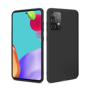 HSP Coque pour Samsung Galaxy A52 5G/4G & A52s 5G [Anti-poussière] étui de protection en silicone TPU premium | Résistant aux chocs | Protecteur d'écran et de caméra | Housse parfait Mat | Noir