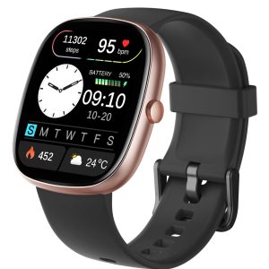 HUAKUA Montre Connectée pour Homme Femme Smartwatch avec Appel Bluetooth Montre Sport Podometre Sommeil Moniteur Cardiofrequencemetre SpO2 100+ Sportifs Chronomètre Réveil pour Android iOS