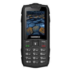 Hammer H Basalt all carriers 0.32GB Télephone Portable Incassable Debloqué IP68 Résistant Etanche Antichoc, Dual SIM, Batterie 1800mAh, Grosses Touches, Radio FM, MP3, Caméra, Lampe de Poche, Noir