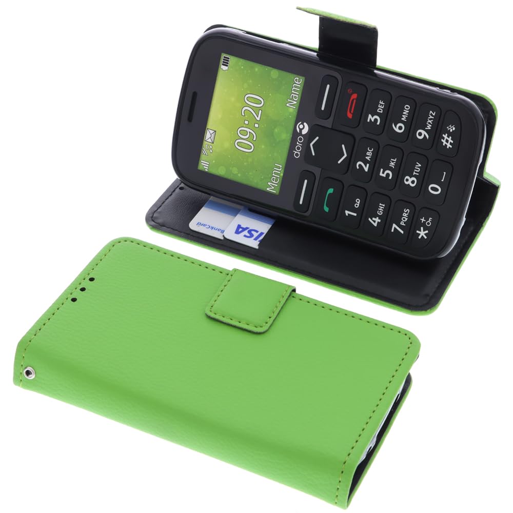 Housse Compatible avec Doro 1380 Style Livre Vert Coque de Protection Portefeuille