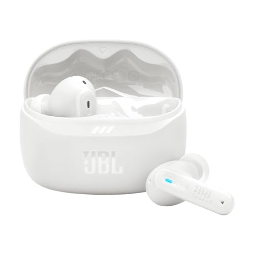 JBL Tune Beam 2, Écouteurs sans Fil Bluetooth, réduction de Bruit, 48 Heures d'autonomie, résistance à l'eau et à la poussière IP54, Connexion multipoint, Conception Intra sur Tige, Blanc – Image 2