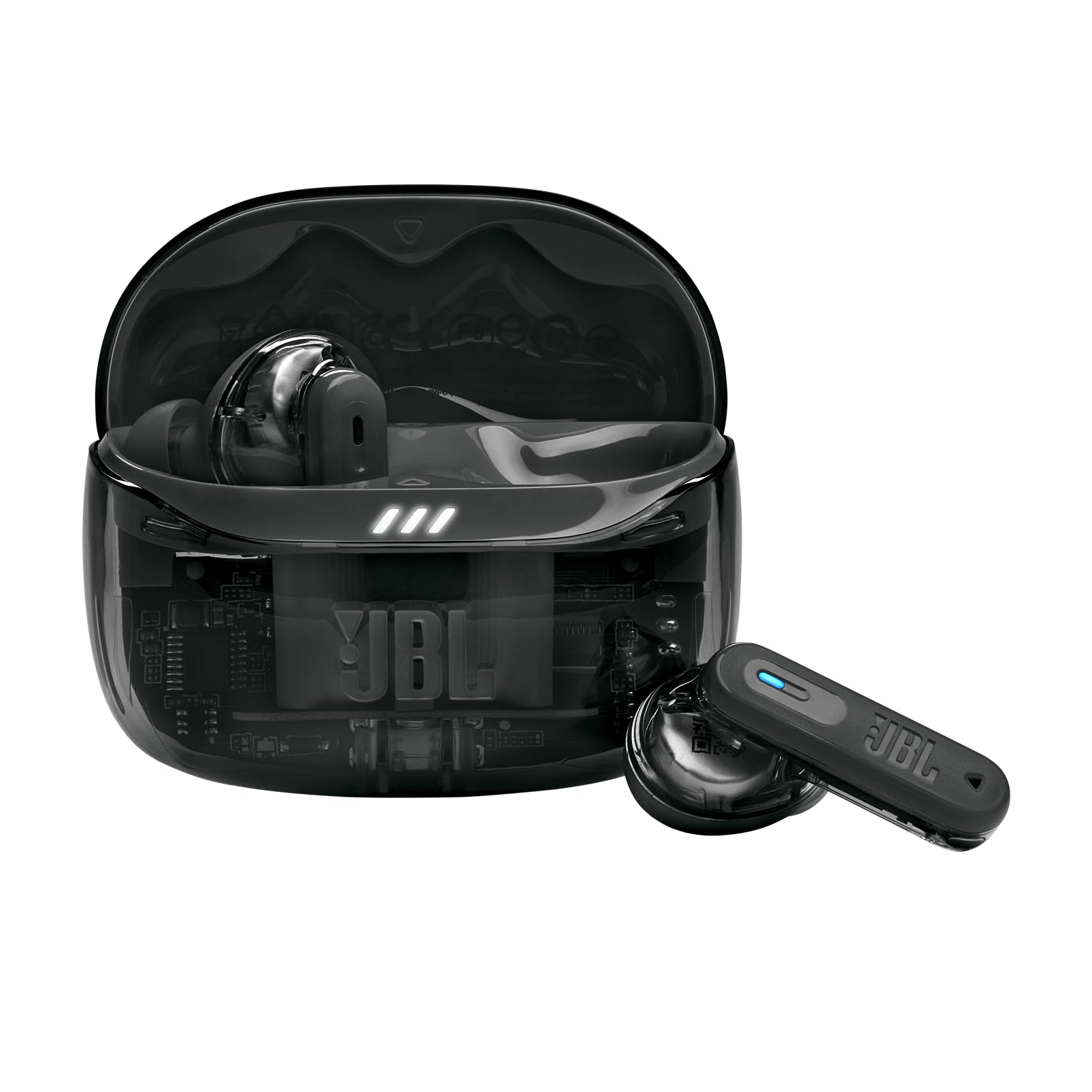 JBL Tune Beam Ghost 2, Écouteurs sans Fil Bluetooth, réduction de Bruit, 48 Heures d'autonomie, résistance à l'eau et à la poussière IP54, Connexion multipoint, Black Ghost