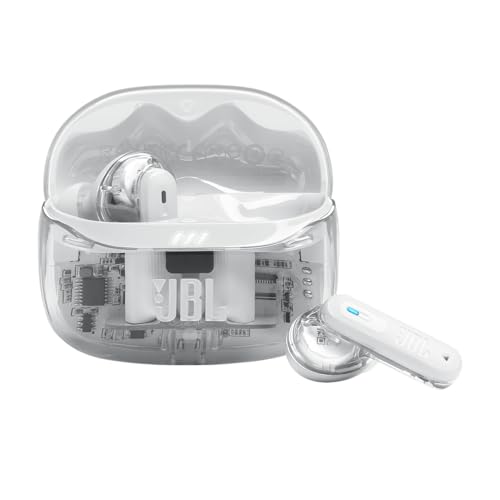 JBL Tune Beam Ghost 2, Écouteurs sans Fil Bluetooth, réduction de Bruit, 48 Heures d'autonomie, résistance à l'eau et à la poussière IP54, Connexion multipoint, White Ghost – Image 2