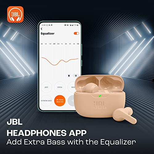 JBL Wave Beam, Écouteurs Intra-Auriculaires sans Fil, Résistance à l'Eau IP54 et IPX2, Appels Mains Libres et Batterie à Autonomie de 32 heures, en Beige – Image 4